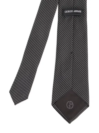 Giorgio Armani Silk And Cotton Tie Ties And Bow Ties Black In Black