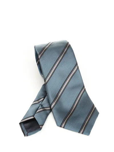 Giorgio Armani Silk And Cotton Tie Ties And Bow Ties Blue In Blue