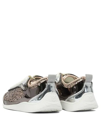 Pinko Reby 10 Mirror Fabric Sneakers With Sequins In Brown