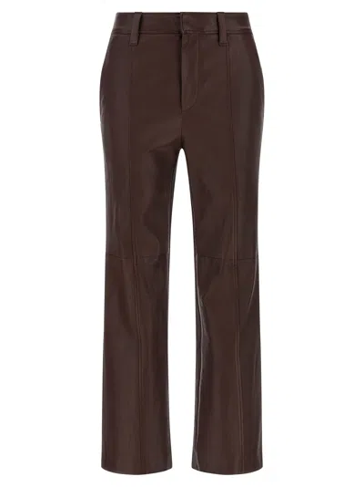 Brunello Cucinelli Stretch Nappa Leather Square Cigarette Trousers With Jewellery