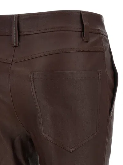 Brunello Cucinelli Stretch Nappa Leather Square Cigarette Trousers With Jewellery