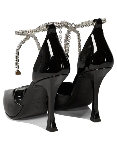 Jimmy Choo 'stevie' Black Pumps With Crystal Embellished Strap And High Sculpted Heel