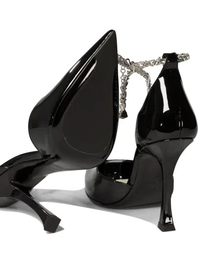 Jimmy Choo 'stevie' Black Pumps With Crystal Embellished Strap And High Sculpted Heel