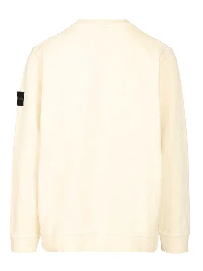 Stone Island Ribbed Crew-neck Cotton Sweater With Long Sleeves In White