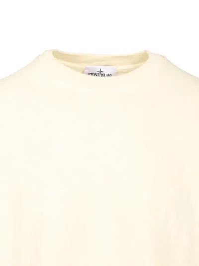 Stone Island Ribbed Crew-neck Cotton Sweater With Long Sleeves In White