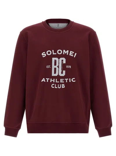 Brunello Cucinelli Maroon Techno Cotton Sweatshirt