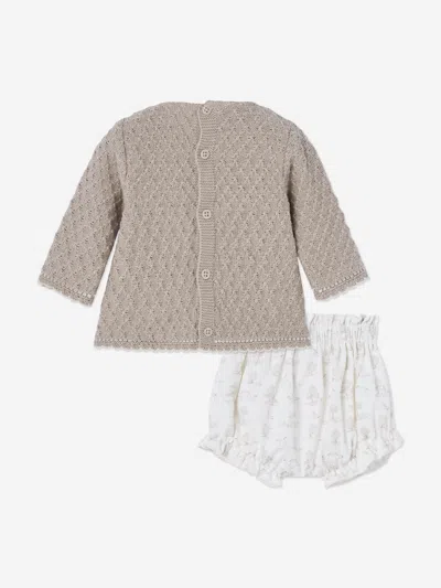 Paz Rodriguez Baby Girls Knitted Jumper And Bloomers Set In Gray