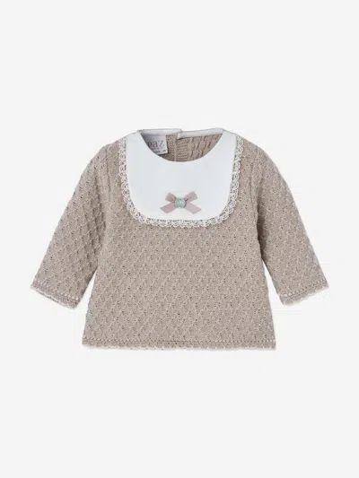Paz Rodriguez Baby Girls Knitted Jumper And Bloomers Set In Gray