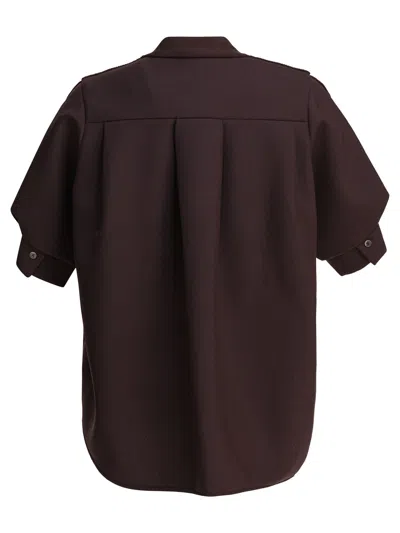 Sacai Knitwear Sweater With V-neck And Pockets In Brown