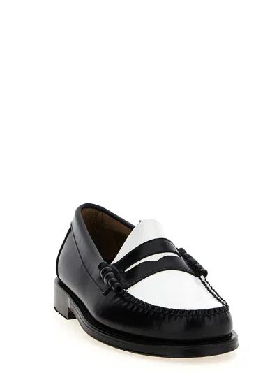 Gh Bass Round Toe Loafers With Two-tone Penny Strap In Black