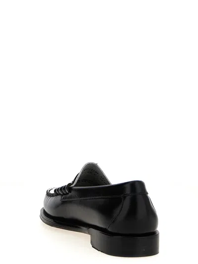 Gh Bass Round Toe Loafers With Two-tone Penny Strap In Black