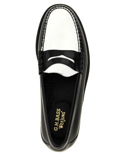 Gh Bass Round Toe Loafers With Two-tone Penny Strap In Black