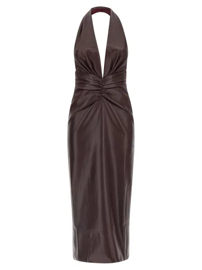 The Andamane Zendaya Dress In Bordeaux Polyester In Brown