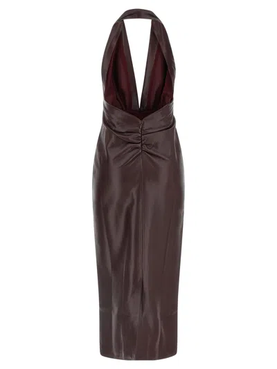 The Andamane Zendaya Dress In Bordeaux Polyester In Brown