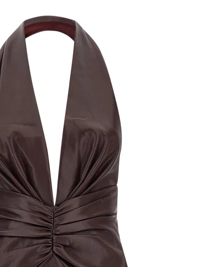 The Andamane Zendaya Dress In Bordeaux Polyester In Brown