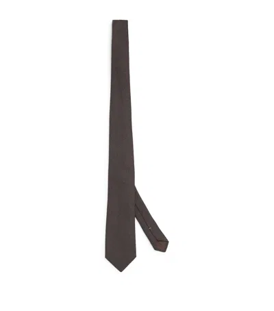 Canali Virgin Wool-silk Tie In Gray