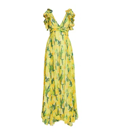 La Doublej Silk Penelope Maxi Dress In Yellow
