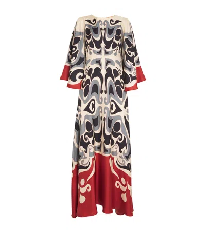 La Doublej La Double J Silk Midi Dress With Abstract Pattern