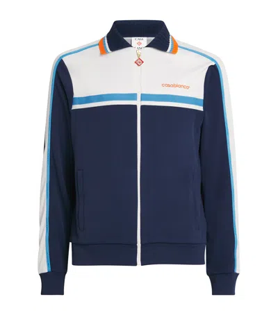 Casablanca Pique Truck Jacket In Blue