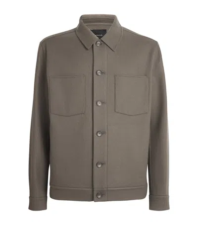 Vince Wool-blend Patch Pocket Overshirt In Gray