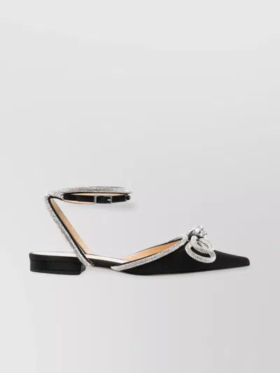 Mach&mach Satin Slingback Ballet Flats With Double Bows In Black