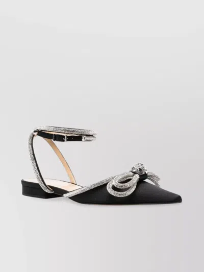 Mach&mach Satin Slingback Ballet Flats With Double Bows In Black
