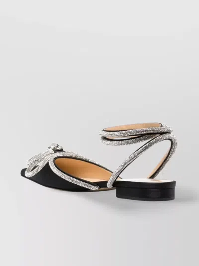 Mach&mach Satin Slingback Ballet Flats With Double Bows In Black