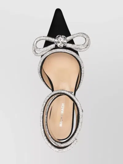 Mach&mach Satin Slingback Ballet Flats With Double Bows In Black