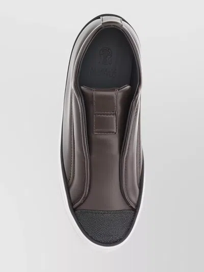 Brunello Cucinelli Slip-on Sneakers Iconic Jewels In Brown