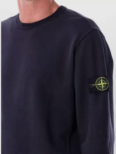 Stone Island Sweater With Logo In Blue