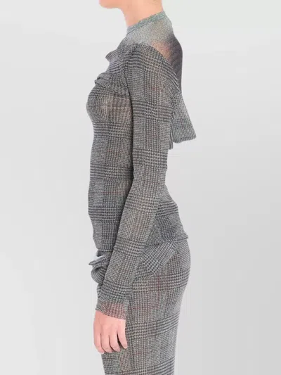 Jean Paul Gaultier Women Body Shadow And Prince Of Wales Print Mesh Top In Gray