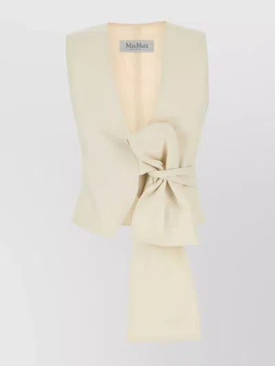 Max Mara Cotton Stretch Zampa Vest Sleeveless V-neck In Neutral