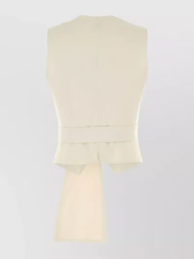 Max Mara Cotton Stretch Zampa Vest Sleeveless V-neck In Neutral