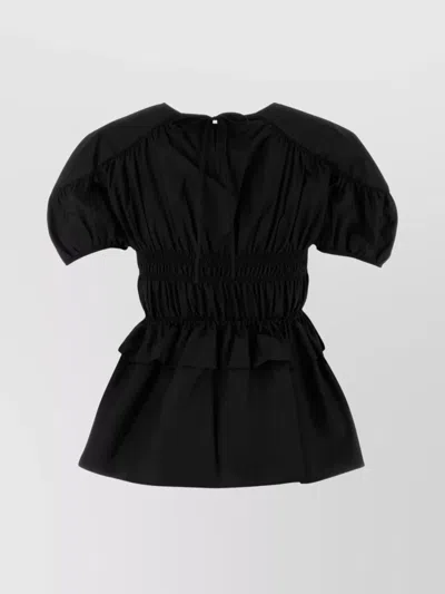 Cecilie Bahnsen Tech Fabric Brooklyn Top With Button Detail In Black