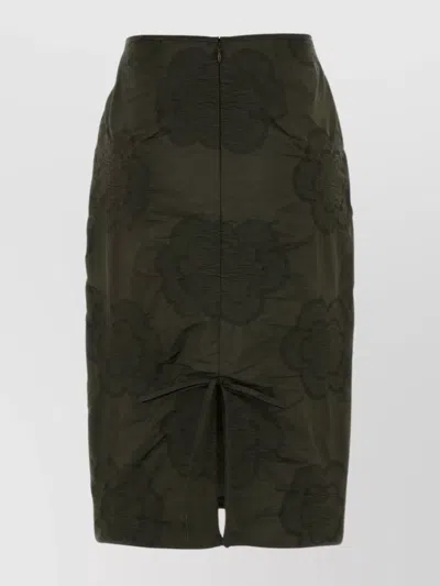 Cecilie Bahnsen Allegra Skirt With Floral Pattern And Ruched Detail In Green