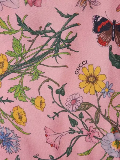 Gucci Bordeaux Gradient Dress With Removable Belt And All-over Flora Print In Silk Woman In Multi