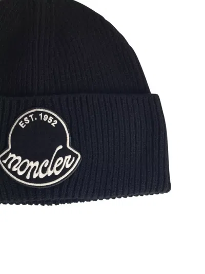 Moncler Knitted Cotton Beanie Hat Turn Up Brim In Brown