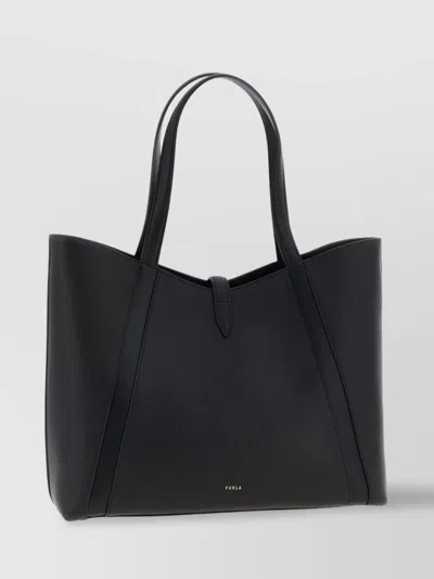 Furla Dual Top Handles Structured Silhouette Shoulder Bag In Black
