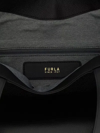 Furla Dual Top Handles Structured Silhouette Shoulder Bag In Black