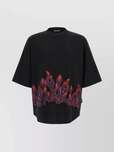 Palm Angels Flames Over T-shirt In Black
