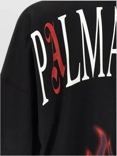Palm Angels Flames Over T-shirt In Black