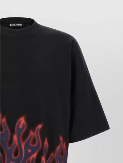Palm Angels Flames Over T-shirt In Black