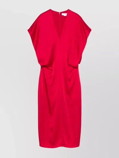 Stella Mccartney Stella Mc Cartney Satin V Necked Midi Dress In Red