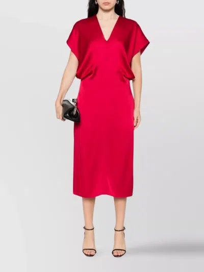 Stella Mccartney Stella Mc Cartney Satin V Necked Midi Dress In Red