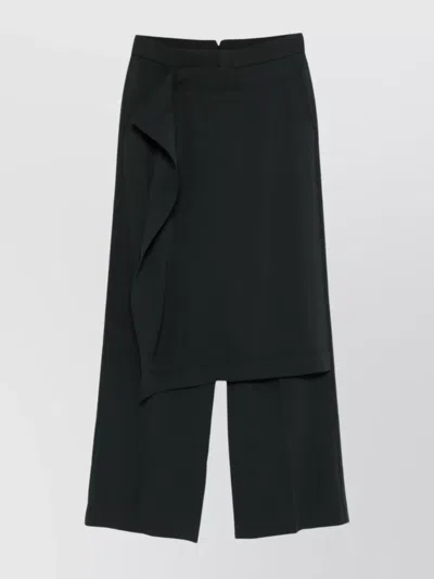 Ami Alexandre Mattiussi Wool Trousers Layered Asymmetrical Design In Black