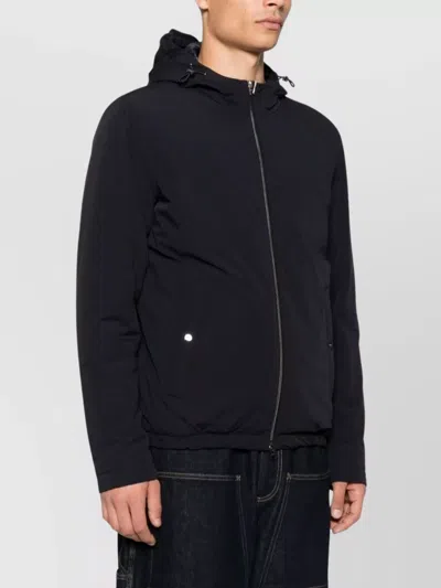 Herno Hooded Long Sleeve Jacket With Elasticated Hem In Blue