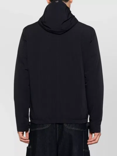 Herno Hooded Long Sleeve Jacket With Elasticated Hem In Blue