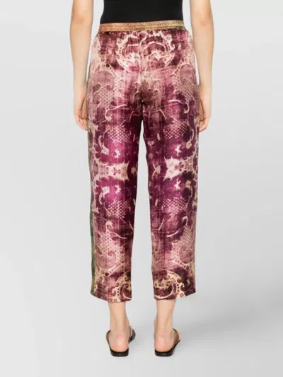 Pierre Louise Mascia Silk Trousers With Printed Pattern And Side Stripes In Pink