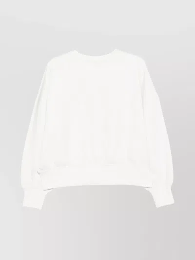 Emporio Armani Logo Crewneck Sweatshirt With Ribbed Cuffs In White