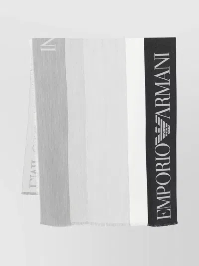 Emporio Armani Logo-embellished Striped Scarf In Black